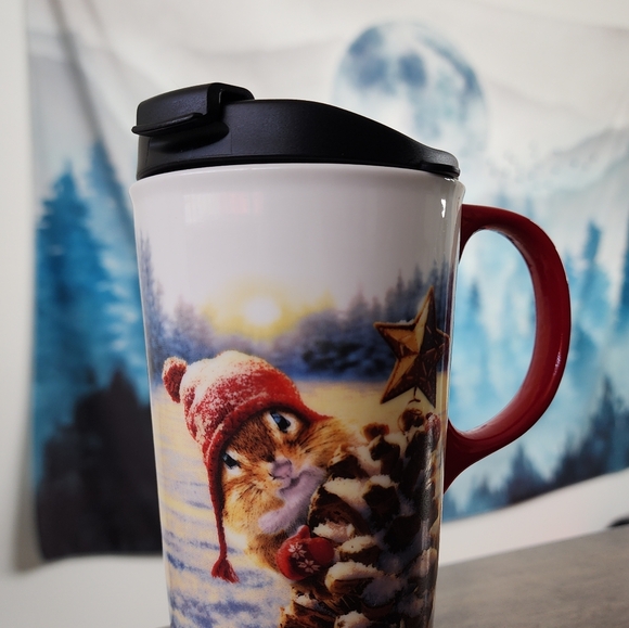 Cypress Holiday Winter Squirrel Ceramic 17.5 fl oz Travel Cup - Picture 4 of 15